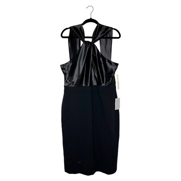 NWT Eliza J Satin Twist Sheath Dress Black Size 18 - Picture 2 of 7